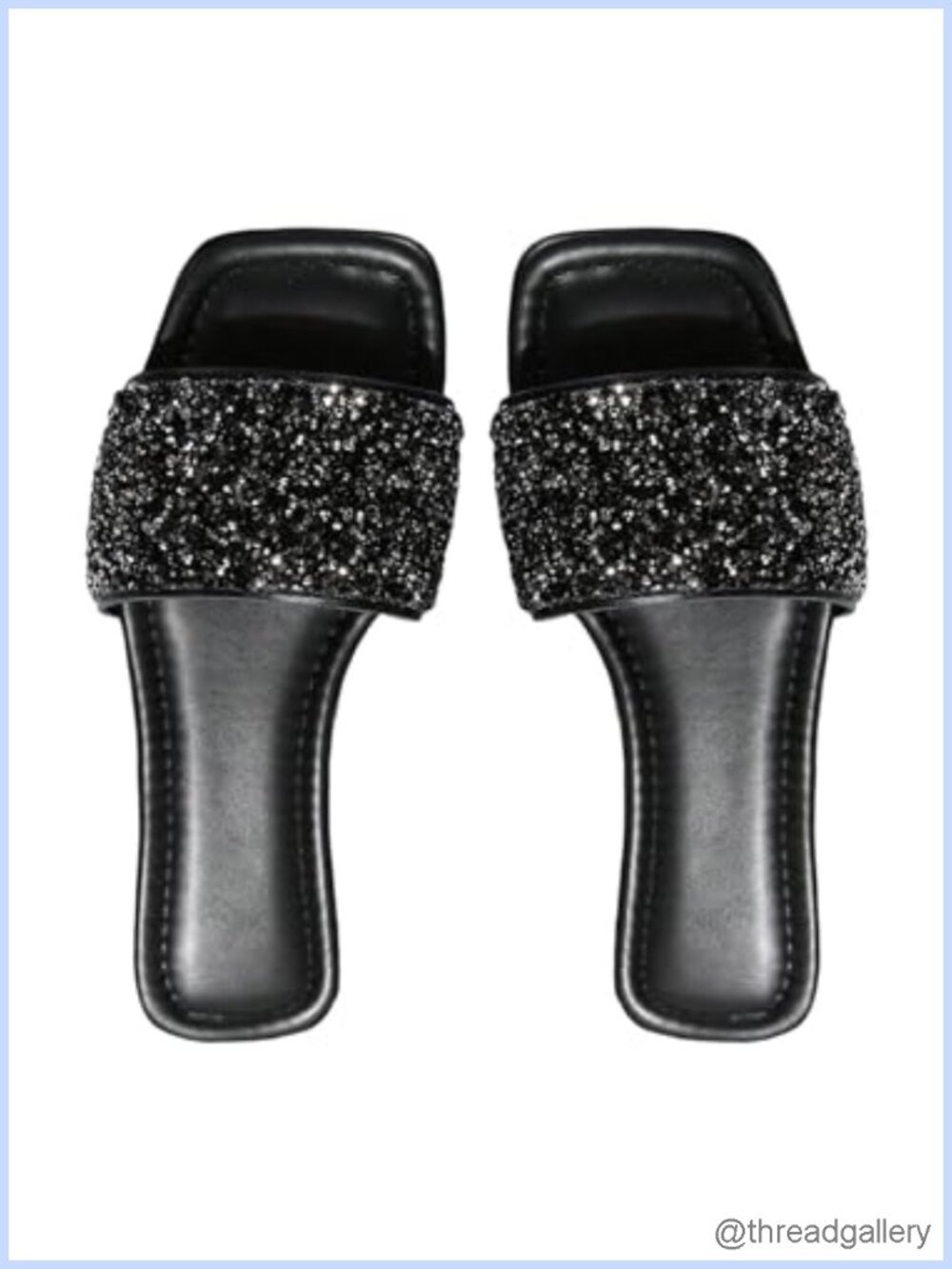 Sparkly Glitter Flat Sandals Bling Rhinestone Slide